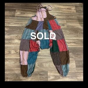 Shop Therapy Patchwork Overalls Woman’s Size Large Heavy 100% Cotton Boho